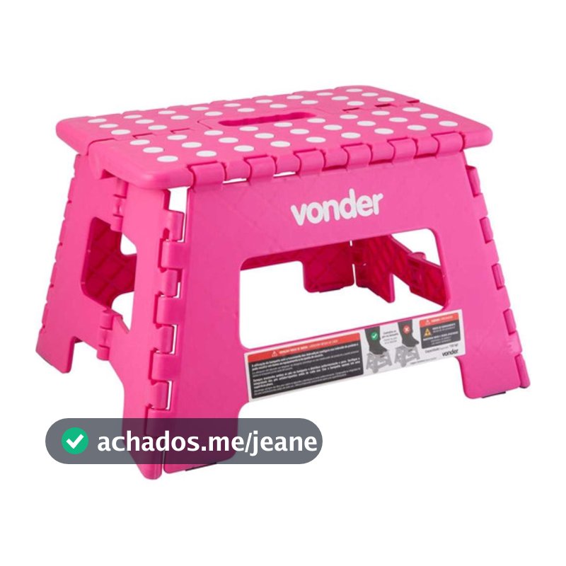 Banqueta Plástica Dobrável Rosa 220mm Vonder