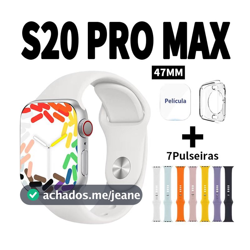 【Sete pulseiras】 Smartwatch S20 PRO MAX Watch Pro Série 10 Bluetooth Relógio inteligente Cardíaca Monitoramento NFC GPS