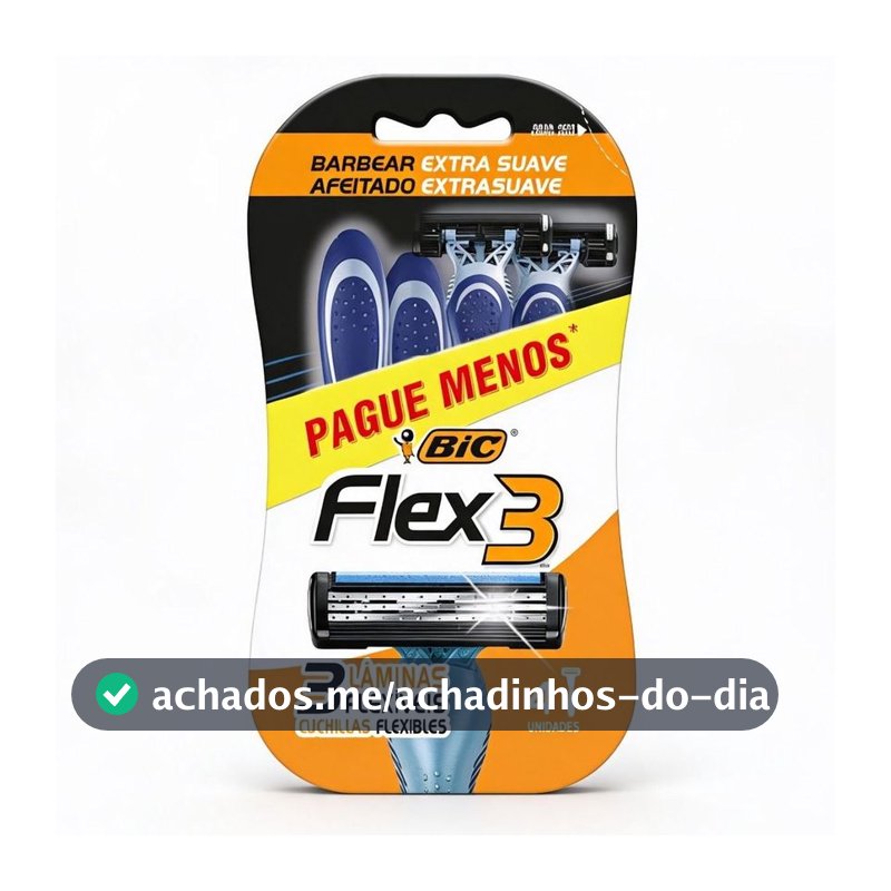 Barbeador descartável Flex3 Azul 4 unidades Bic
