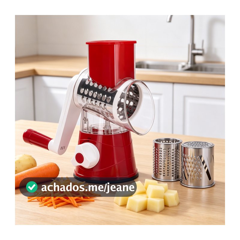 Cortador Giratório de Legumes com 3 Lâminas Inox, Ralador e Fatiador de Mesa para Cozinha U11