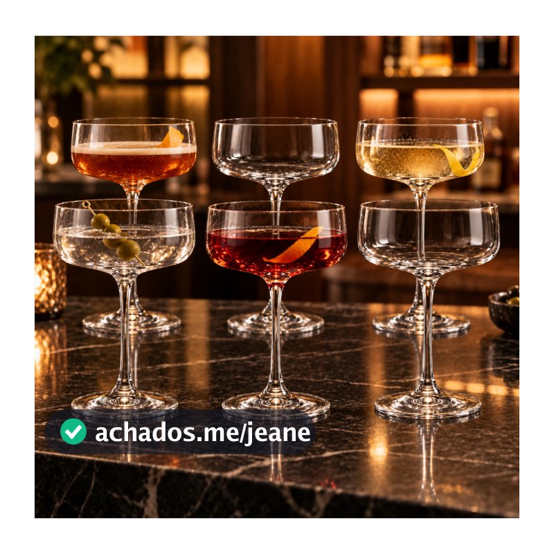 Jogo com 6 Taças de Cristal Para Cocktail 220 ml Xtra Bohemia