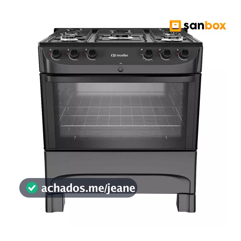 Fogão 5 Bocas Mueller Mfi5bc  Preto Fosco Mesa Esmaltado - Bivolt
