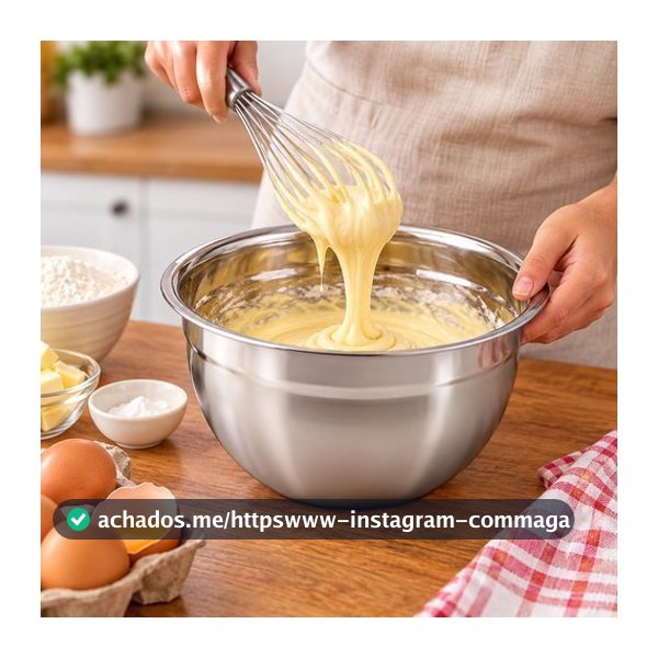 Tigela Inox Profi 22cm Resistente Multiuso Cozinha Batedeira Mistura
