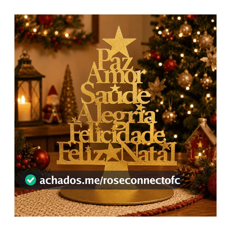 Árvore de Natal Enfeite de Madeira para Mesa Paz Amor Saúde (Disponível em 3 Cores)
