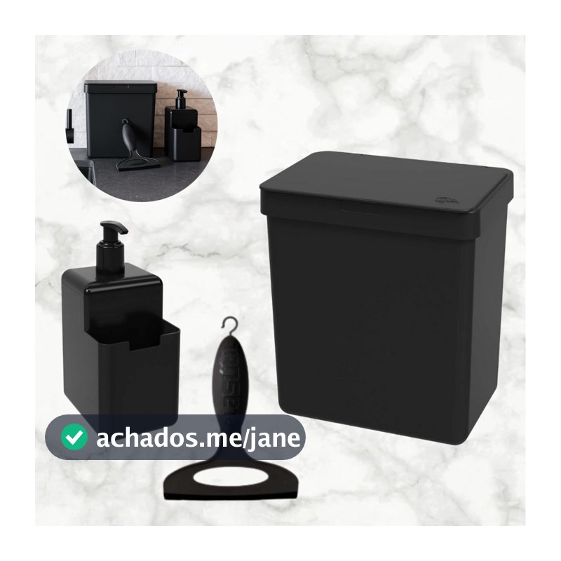 Kit 3 Peças Lixeira + Dispenser e Rodinho Pia de Cozinha Organização Esconde Sacola Bucha Detergente