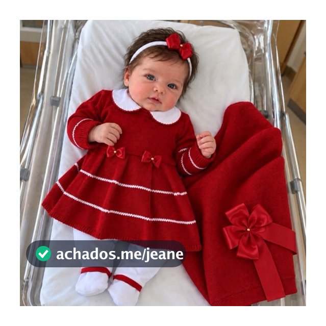 Saída de maternidade vermelha em tricô menina Taís