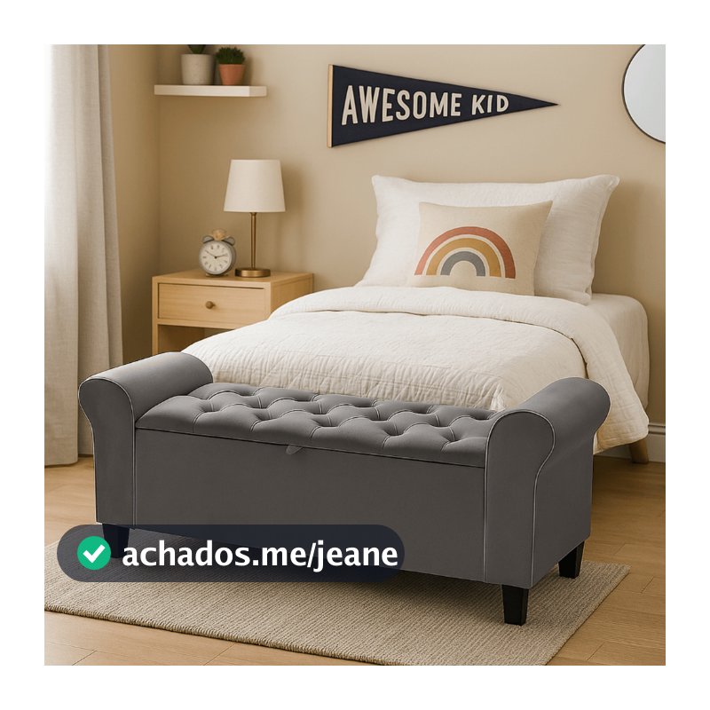 Recamier Baú Casal 120 cm Estofado Capitonê com Pistão para Quarto