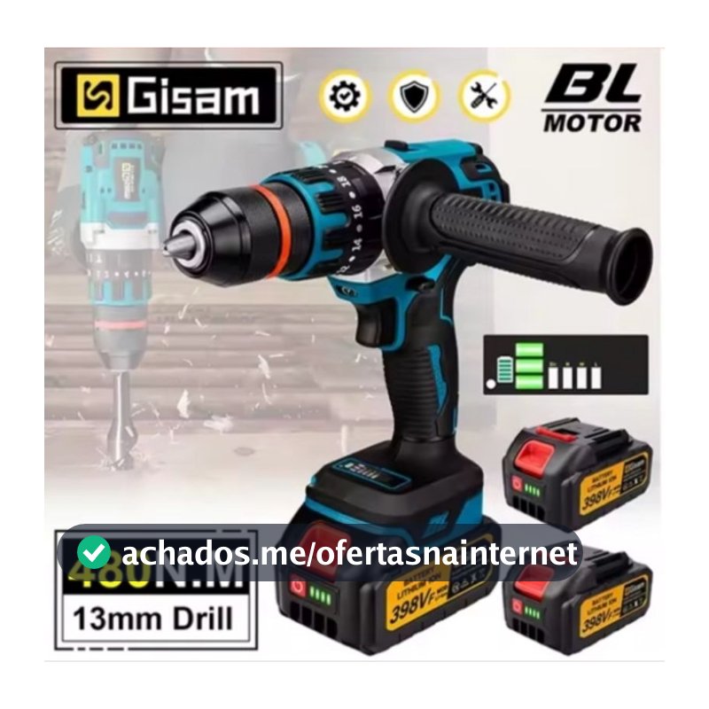 furadeira de impacto Gisam  com duas baterias