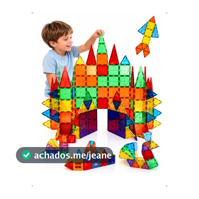Brinquedo Educativo Blocos Magnéticos Infantil de Construção Montar STEM 32 48 60 120 Peças