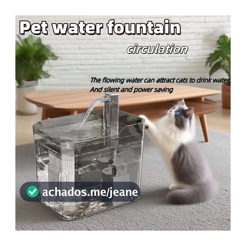 Quadrado Bebedouro Automático para Gatos e Cães: Circulação de Água com Filtro de 1,5 Litro e Base Segura
