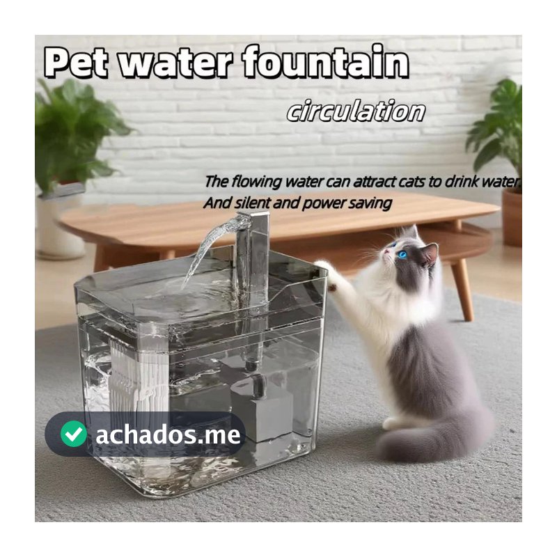Quadrado Bebedouro Automático para Gatos e Cães: Circulação de Água com Filtro de 1,5 Litro e Base Segura