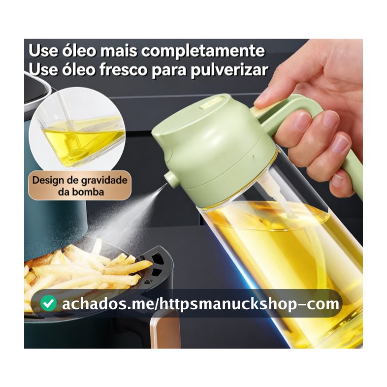 Azeiteiro Vinagreiro Spray de Vidro 470ml | Botão Spray, Bico Dosador, Tampa e Alça Plástica