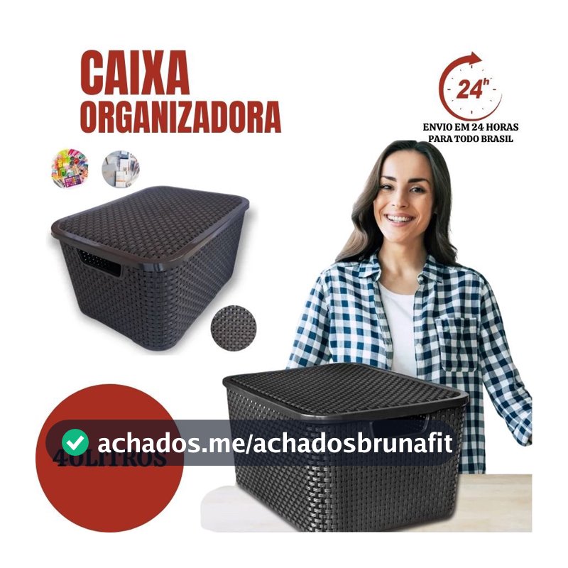 ORGANIZADOR RATTAN C/ TAMPA 40 litros INDUSTRIA