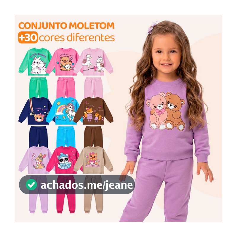 Kit Sortido 8 Peças de Roupas Feminino Infantil Inverno – 4 blusas casacos + 4 calças de 1 ao 10 – Kit 4 Conjuntos