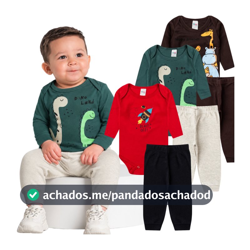 Kit 6 Peças de Roupas para Bebe Menino -- Conjunto Body Bebe