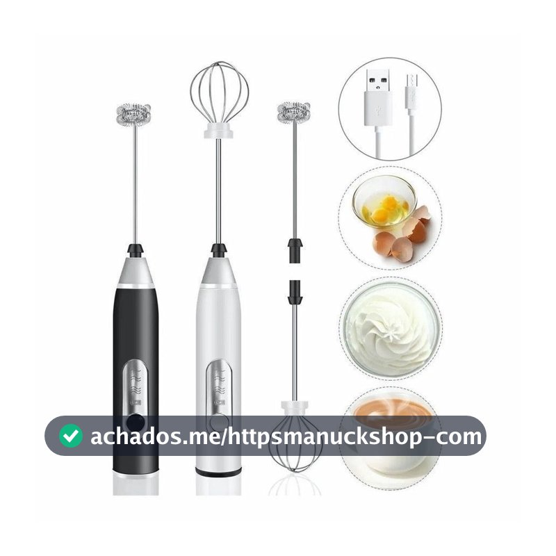 Batedor Misturador Mixer Elétrico para Bebidas Leite Café Clara de Ovo 2 em 1