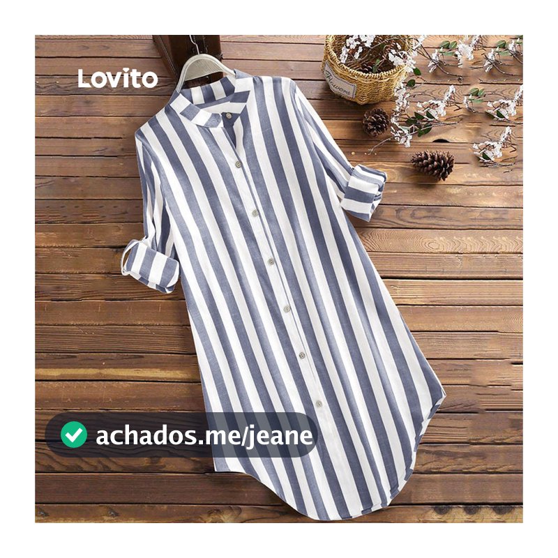 Lovito Casual Vestido Listrado Feminino LNL83190(corte Solto)