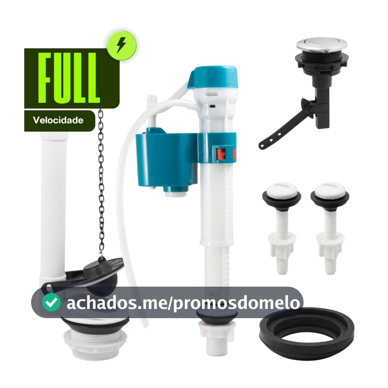 Kit Completo Mecanismo Universal Reparo Caixa Descarga Acoplada Acionamento Superior Banheiro