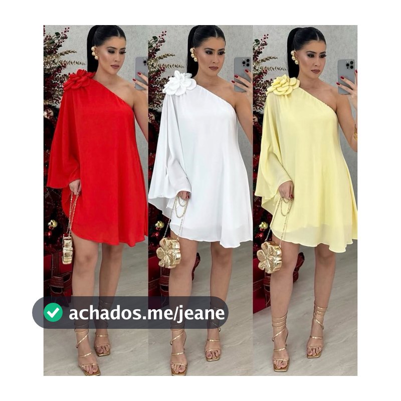 Vestido Feminino Macaquinho Elegante Flor no Ombro Casual Tendência