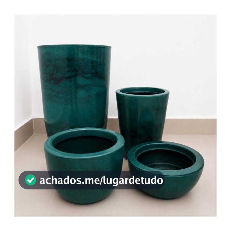 Kit 4 Vasos Decorativos Marmorizados em Polietileno para Plantas Jardim Sala Varanda