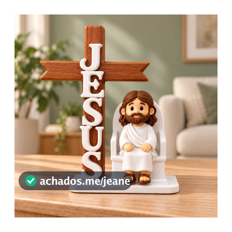 Mini Jesus Decorativo Trono e Cruz Minimalista Decoração Perfeita de Natal Enfeite para Mesa Aparador e Sala