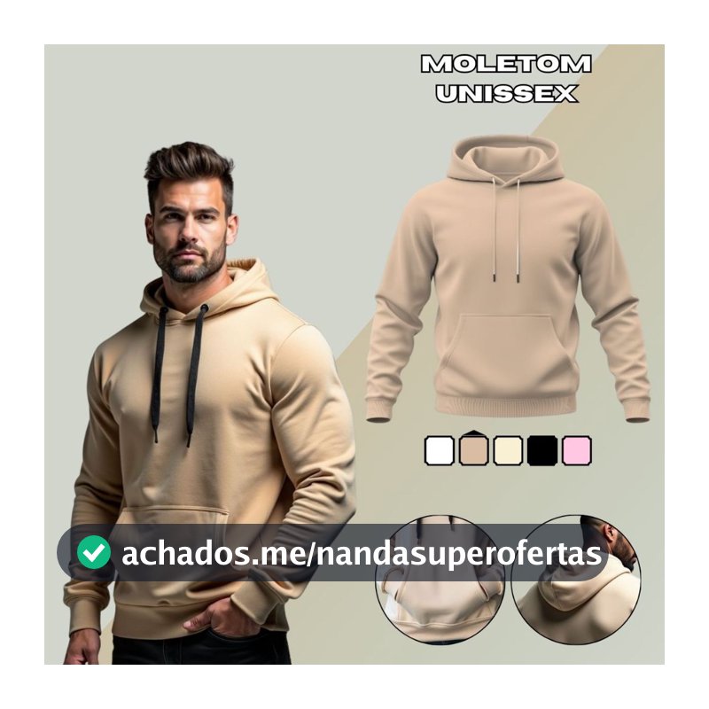 Moletom Canguru Unissex Blusa de Frio Feminino e Masculino Com Capuz Moletom Algodão GuGi MLT01-LISO