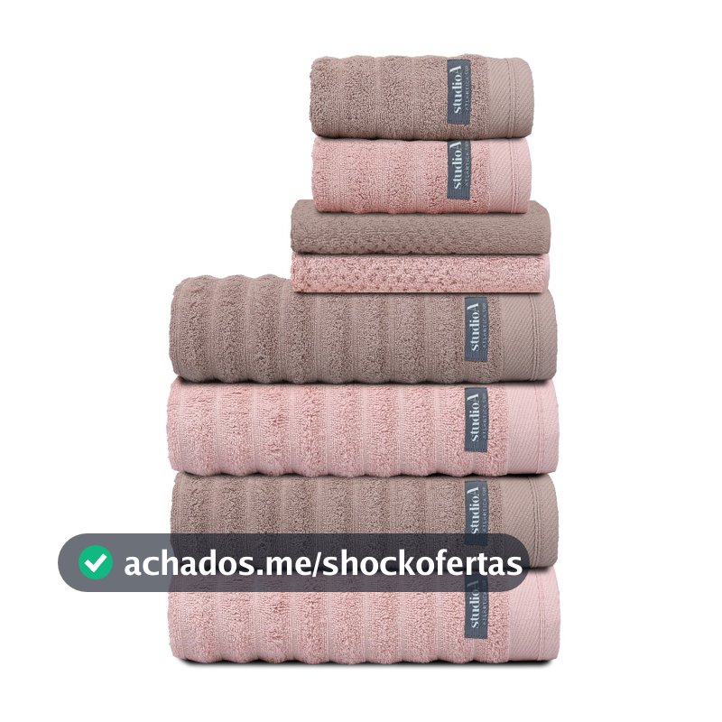 Jogo/Kit 8 Toalhas (4 Banho 2 Rosto 2 Piso) Aura Super Luxo Macia Premium Alta Absorção 100% Algodão