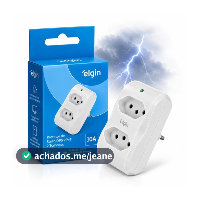 Protetor de Surto Raio com 2 Tomadas 10A Luz Indicativa Bivolt