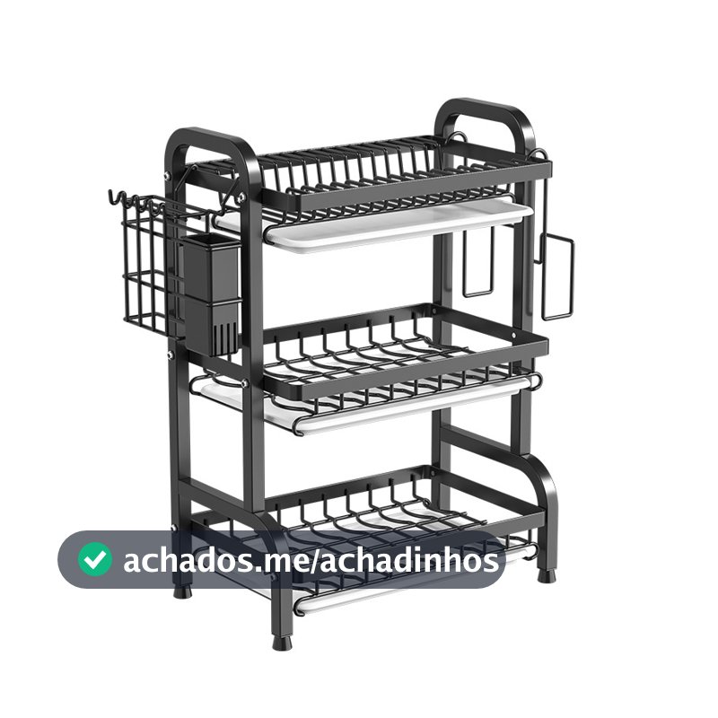 haosin Escorredor De Pratos Preto Em Aço Inoxidável Com 3 Camadas