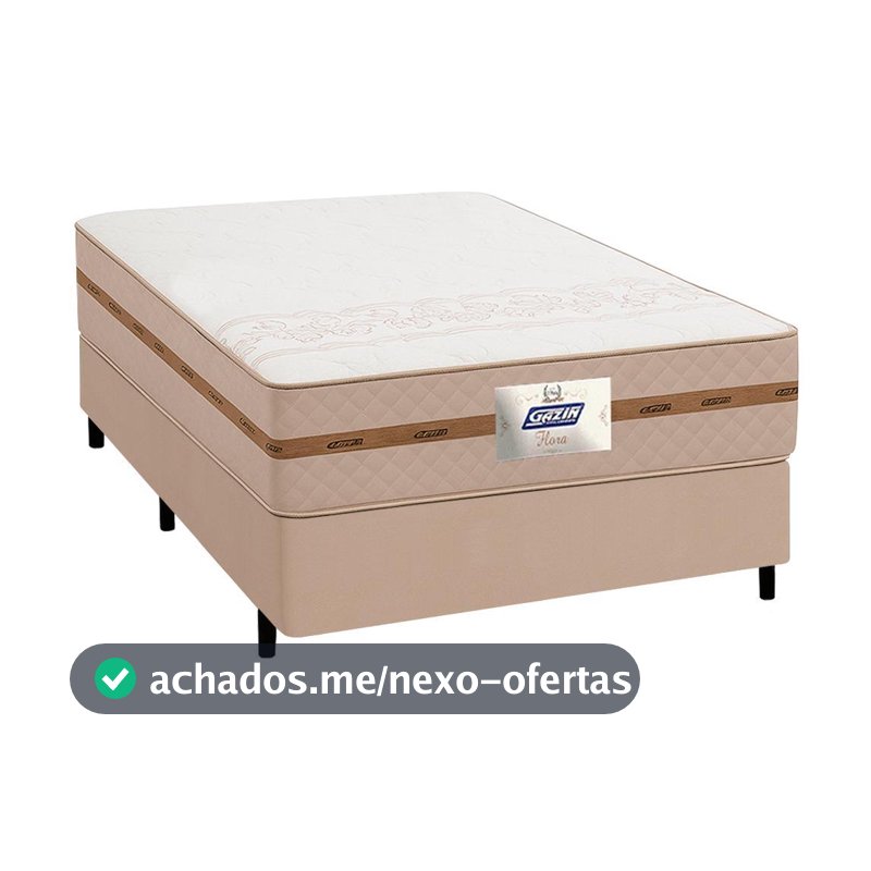 Cama Box Casal Colchão Molas Flora Bege 138x188x58cm