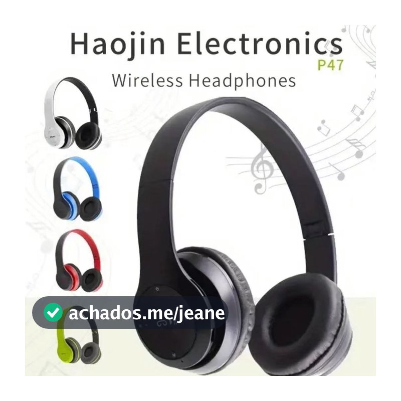 Fone P47 Headphone Sem Fio Estéreo Redução de Ruídos Bluetooth 5.0 Universal