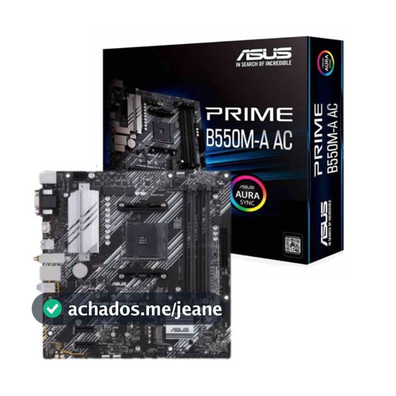 Placa Mãe Asus Prime B550M-A AC WIFI AM4 4xDDR4 HDMI DVI D-SUB M.2 USB 3.2 - 90MB15K0-M0EAY0