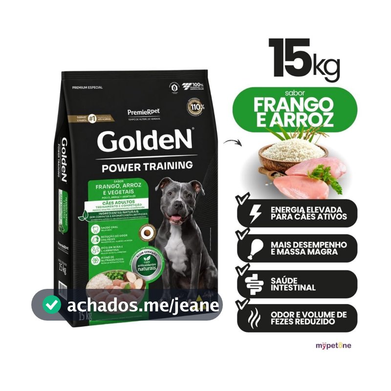 Ração Golden Power Training Cães Adultos Frango e Arroz 15kg