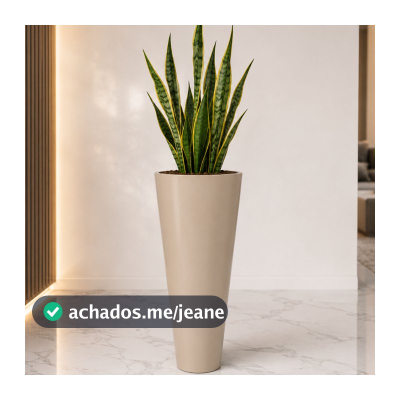 Vaso para Plantas Ibiza Cone 68cm Liso Polido Marmorizado em Polietileno Decorativo Sala Jardim