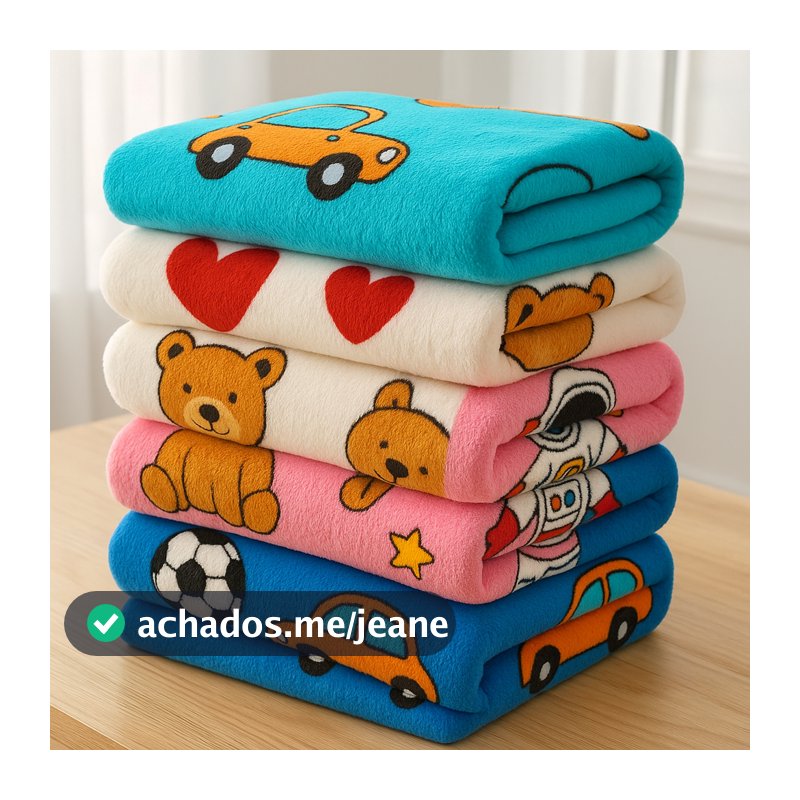 KIT 2 UND MANTA INFANTIL BEBE SOFT COBERTOR ANTIALERGICO MENINA MENINO 1m x 0,90m