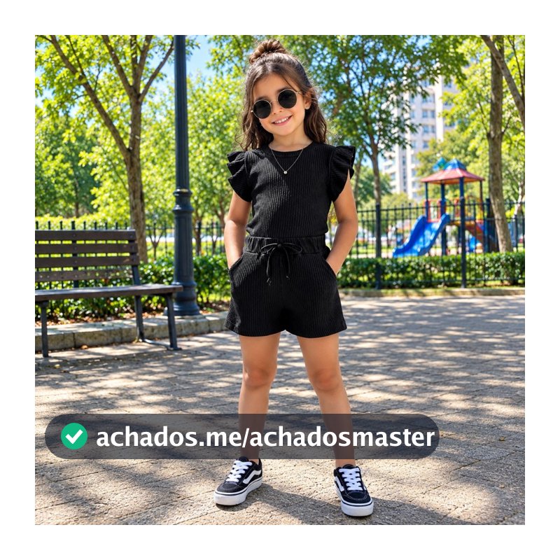 Conjunto infantil feminino blogueira blusa short verão parque passeio lindo fresquinho confortável