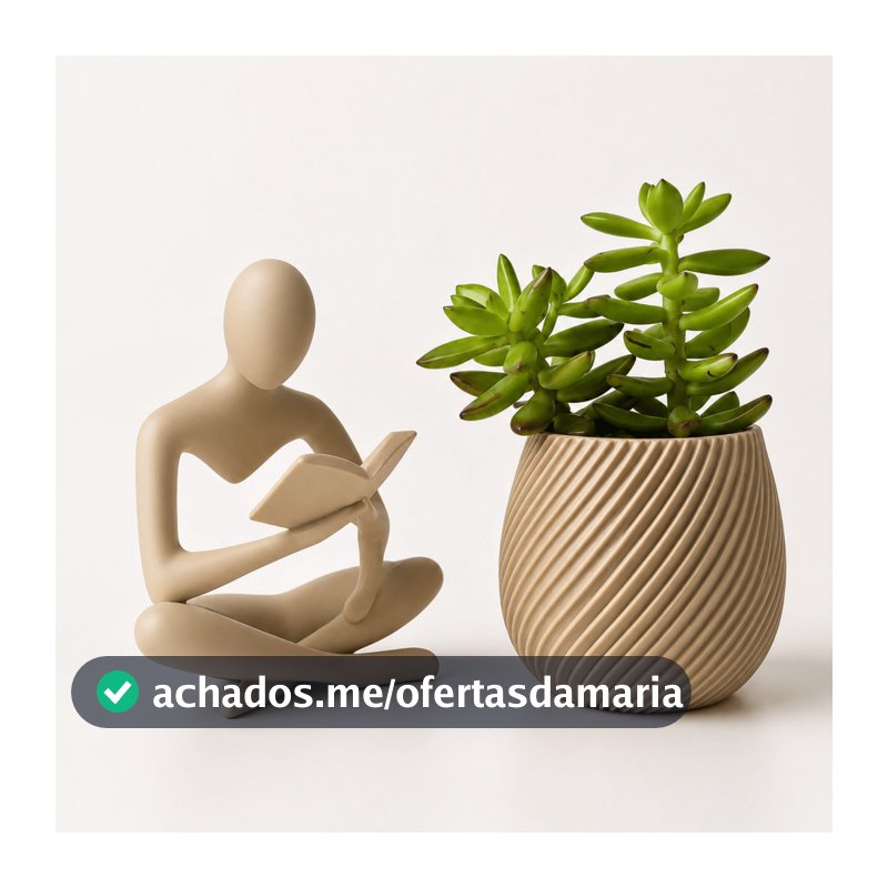 Estátua Decorativa Leitor Livro + Vaso Para Planta Suculenta | Decoração Moderna