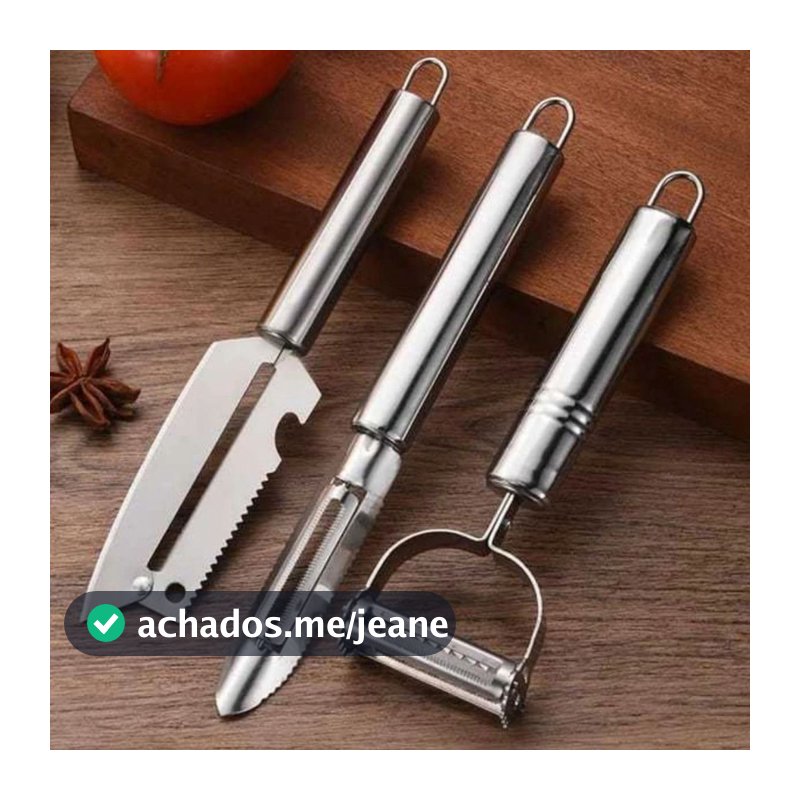 Kit 3 Descascadores Inox Legumes Frutas Escama Peixe Queijo