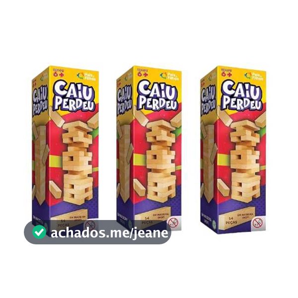 Jogo Caiu Perdeu Pais & Filhos de Madeira Jogo da Torre de Madeira 54 Peças Desenvolve Coordenação