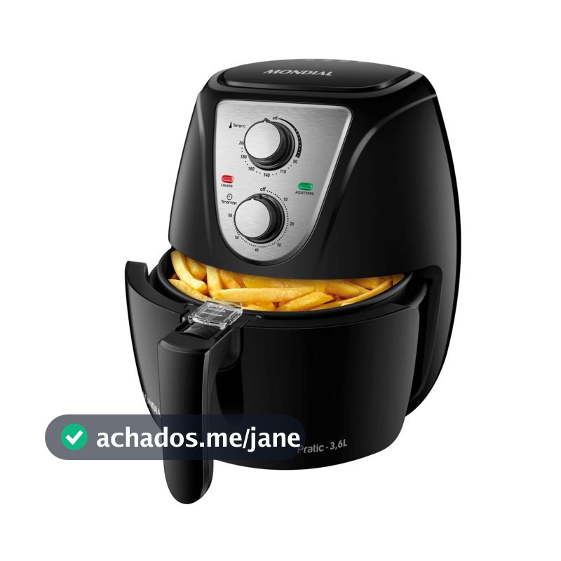 Fritadeira Elétrica Air Fryer Mondial Pratic AF-36-BI 3,6L Inox/Preta - 110V