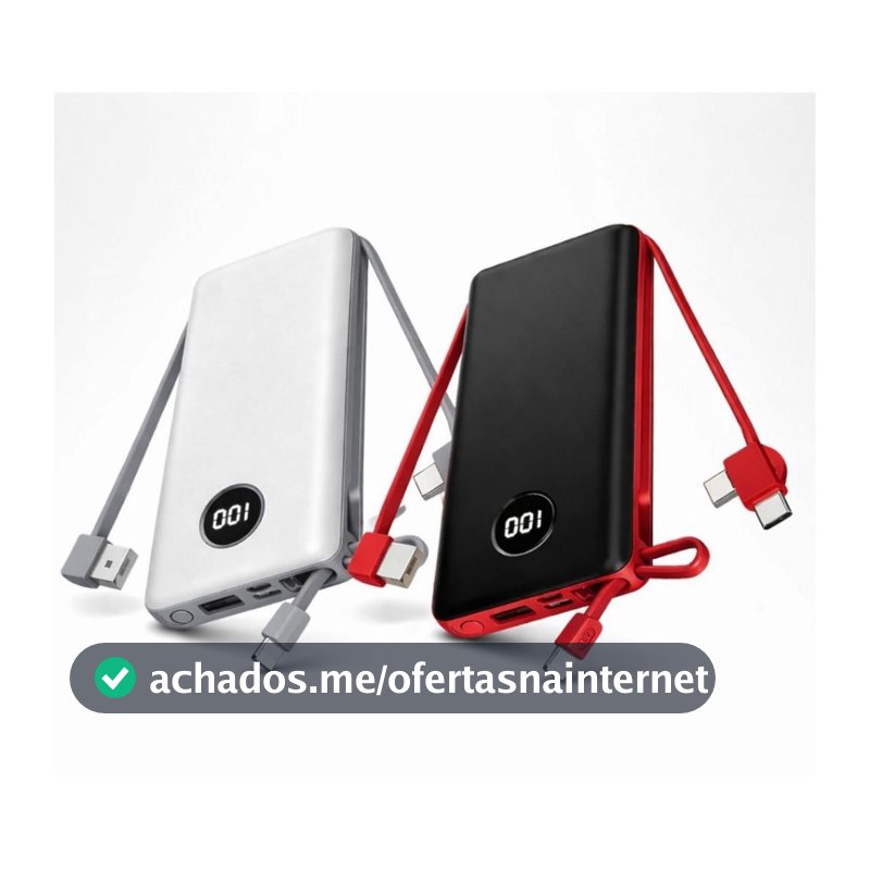 Carregador Portátil Power Bank 20000mAh Turbo com Display Led Bateria Universal iPhone Android e V8