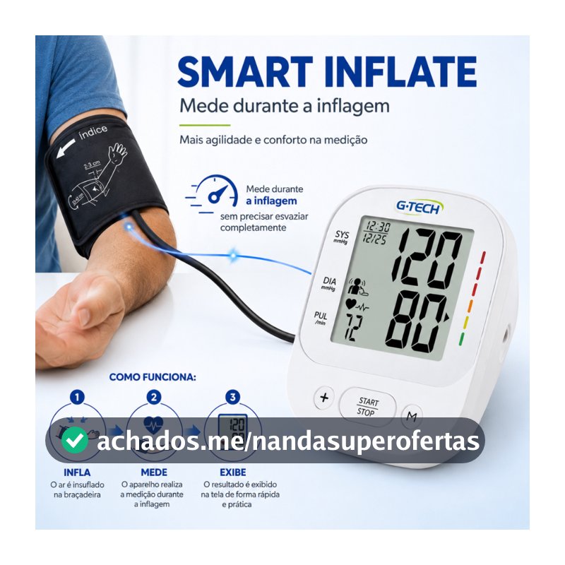Aparelho de Pressão Digital Automático de Braço G-Tech LA800 Com Braçadeira