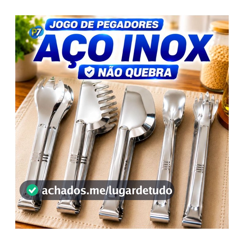 Kit Cozinha Pegador de Macarrão Alimentos Salada Churrasco Frios Inox Utensílios para Cozinha em Geral