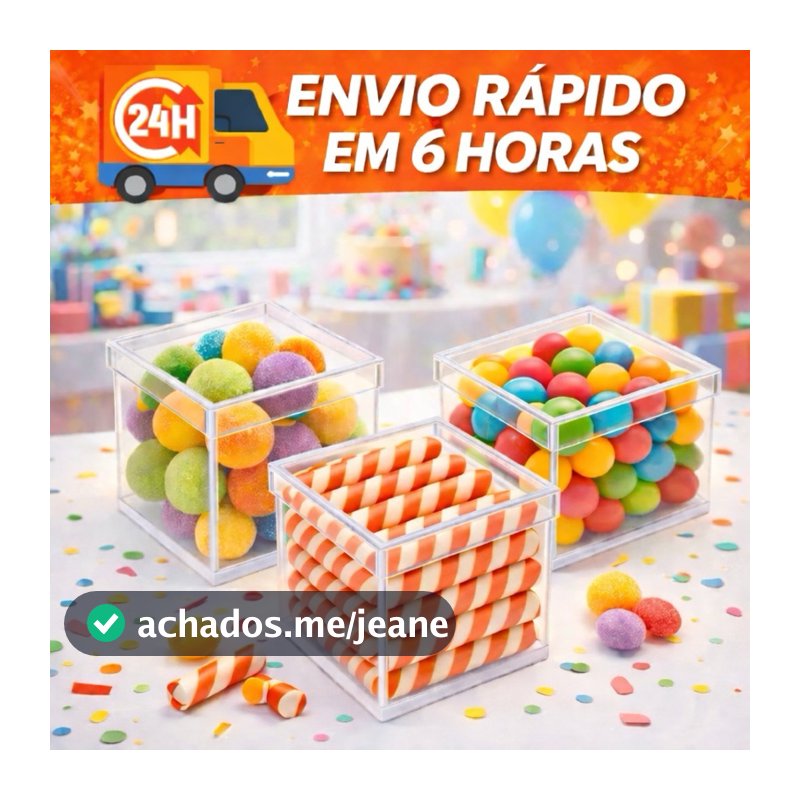 KIT 10/20/30/40/50 Caixinhas Acrílicas 5x5 cm para Aniversário Lembrancinha
