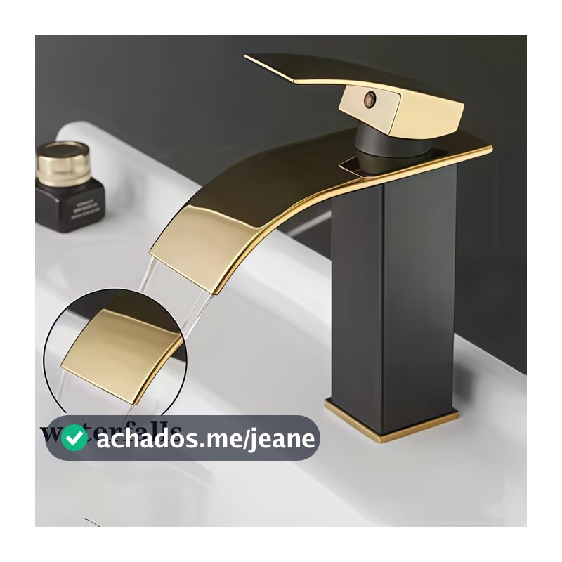 Torneira Banheiro Monocomando Aço Inox 304 Luxo Lavatório Preta e Dourado Bica Alta / Baixa Yesop