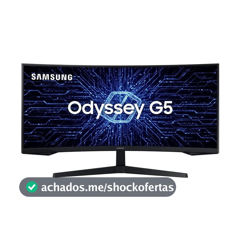 Monitor Gamer Samsung Odyssey G5 34" UWQHD, Tela Curva Ultrawide, Painel VA, 165Hz, 1ms, HDR10, HDMI, DP, FreeSync