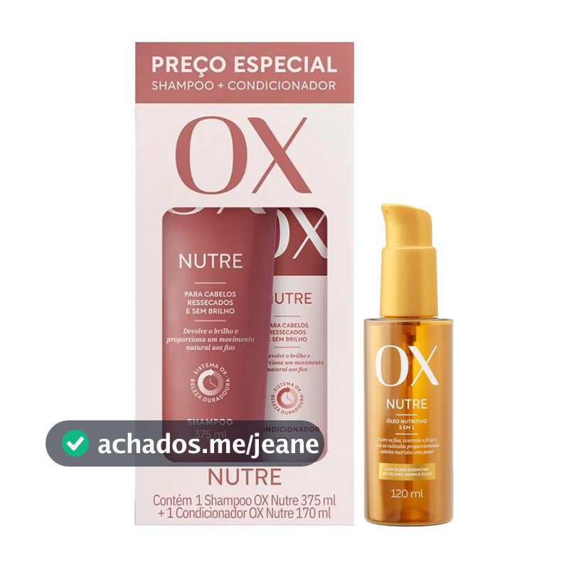 Kit OX Nutrição Intensa Shampoo + Condicionador + Óleo Capilar Nutritivo 120ml