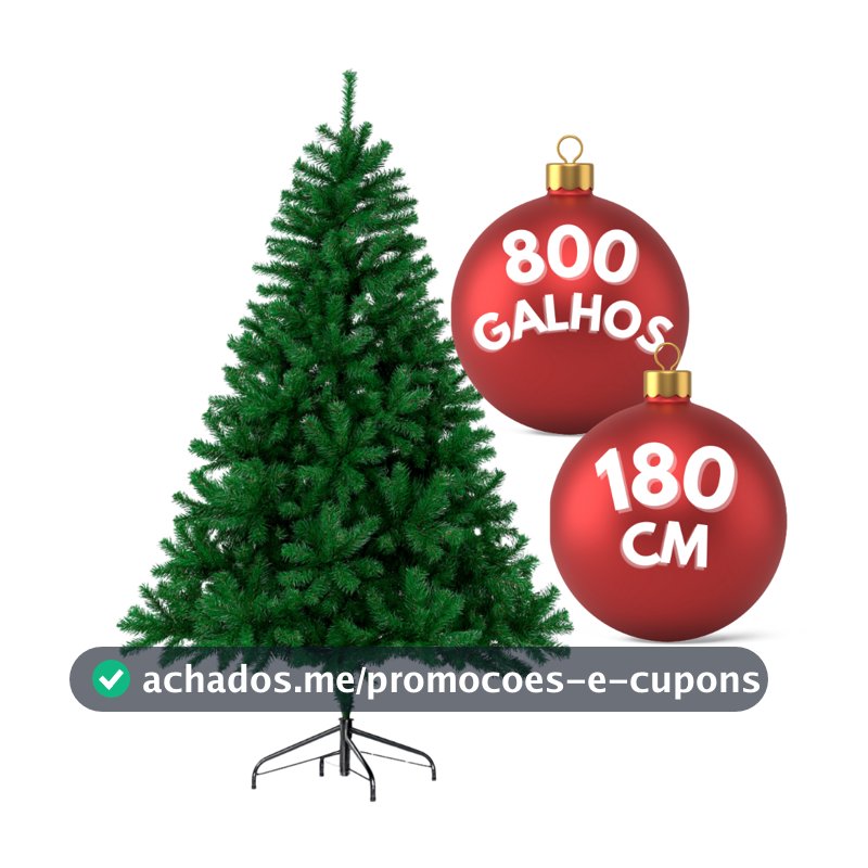 Árvore De Natal 180cm 800 Galhos Pinheiro Verde Grande Super Cheio Premium Decoração de Natal 2025 Luxo Pé de Ferro