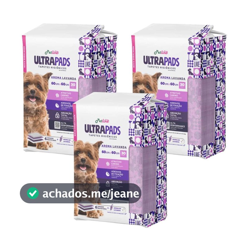 Tapete Higiênico Pet P/ Cães Ultra Pads Lavanda 60x60 90Un