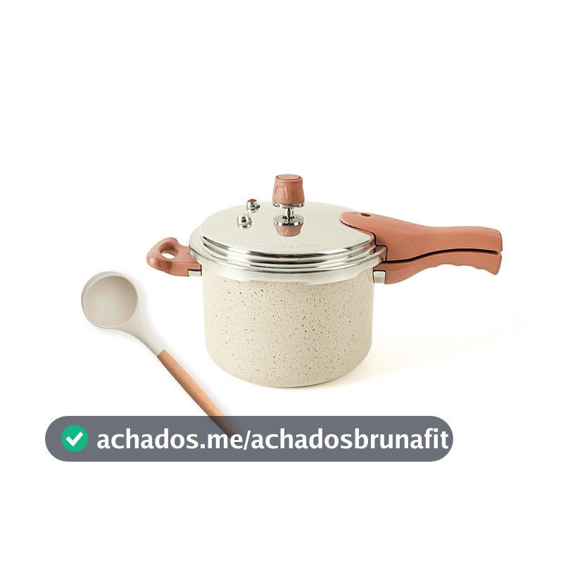 kit panela de pressão com indução 4,4L e concha de silicone com cabo de madeira - Oikos